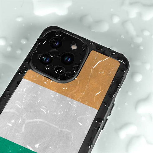 Ivory Coast Flag Distressed iPhone 14 Pro Max Waterproof Case